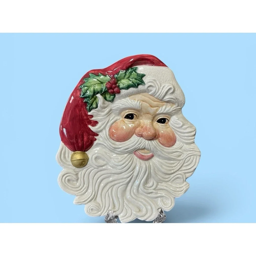 Fitz & Floyd Omnibus Santa Claus Canape Snack Desert Cookie Plate‎ Vintage Xmas